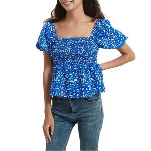 Be You Womens/Ladies Square Neck Relaxed Fit Blouse / Blue